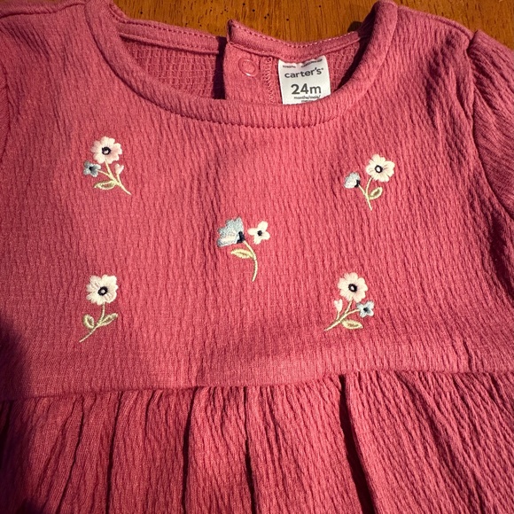 CARTERS Dress Long Sleeves Baby Girl Toddler Size 24M Pink Bodysuit Dress NEW - Picture 7 of 10